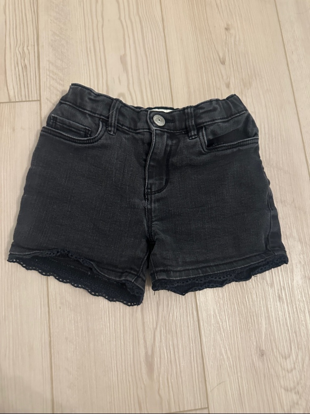 Osh Kosh B’Gosh Girls Black Denim Shorts with Scallop Hem